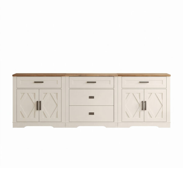 Aurelia Cream Geometric Diamond Sideboard Buffet Cabinet