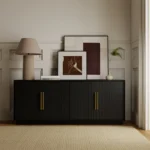 Luxury black Fluted TV Cabinet for living room