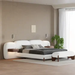 Curva King Size Boucle Bed with Headboard